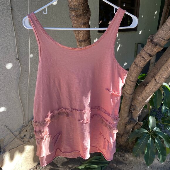 Women's J Crew Sleeveless Dusty Rose Blouse with Ruffles Size Medium - Picture 3 of 7